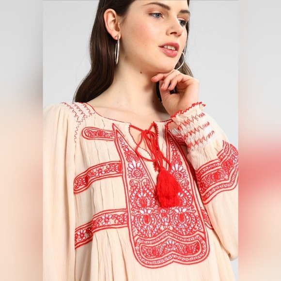 NWOT Free People Wind Willow Mini Peasant Dress Size Small - Picture 3 of 4